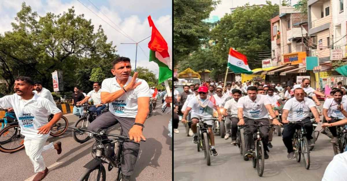 पेपर लीक और बेरोजगारी के खिलाफ कांग्रेस का साइक्लोथाॅन, जीतू भी हुए साइकिल पर सवार